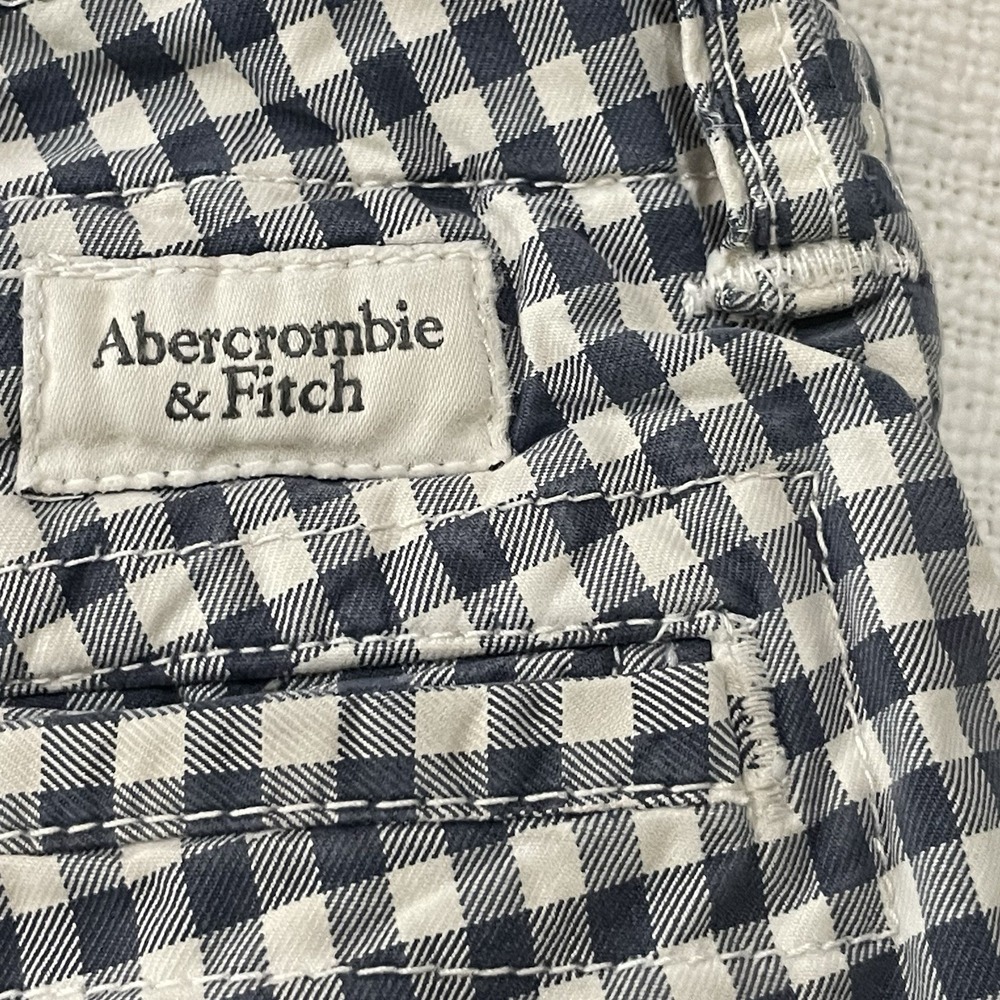 Abercrombie And Fitch Mens 33 Blue Plaid Chino Shorts Gingham Y2K Vintage - Picture 5 of 7
